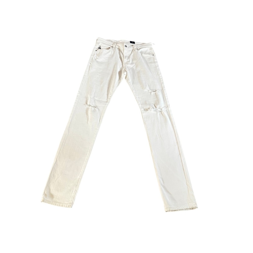 AG Adriano Goldschmied The Stockton Skinny Jeans White Distressed Mens 33x34